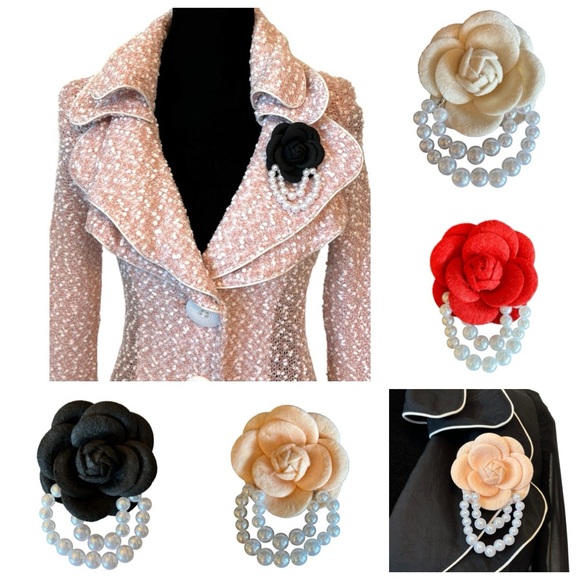 🎁 Draping Pearl Flower Brooch Pin - Picture 1 of 12